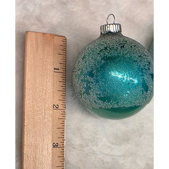 Vintage Shiny Brite Blue Green Ombre Glass Christmas Ornament w Frosted Texture - Picture 7 of 7